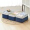 Summer Collapsible Storage Basket for Shelves - Large 3 Pack 16x12x8 inch Storage Basket for Organizing with Handles, Canves Storage Box for Organizer Toy Closet Cloth Gift (White & Jean Blue)